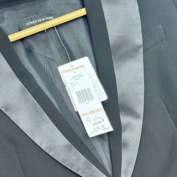 NWT Jones New York Women’s Tuxedo Jacket with Satin Lapels Size 12 - Picture 3 of 5